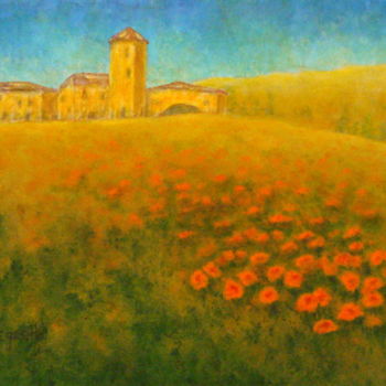 Painting titled "Tuscan Gold" by Allegretto, Original Artwork, Acrylic
