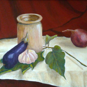 Painting titled "Tuscan Table" by Allegretto, Original Artwork, Acrylic