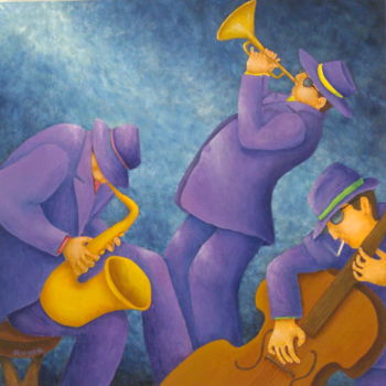 Painting titled "Jam Session" by Allegretto, Original Artwork, Acrylic Mounted on Wood Stretcher frame