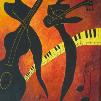 Painting titled "New Orleans Jazz" by Allegretto, Original Artwork, Acrylic