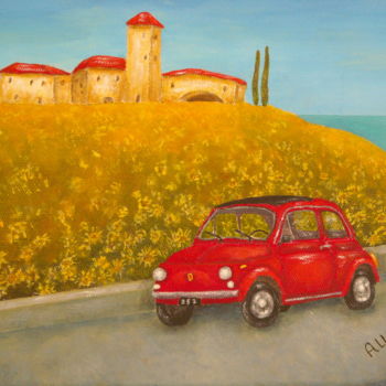 Painting titled "Vintage Fiat 500" by Allegretto, Original Artwork, Acrylic