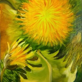 Картина под названием "Dandelion" - Elena Afanasieva, Подлинное произведение искусства, Масло Установлен на Деревянная рама…