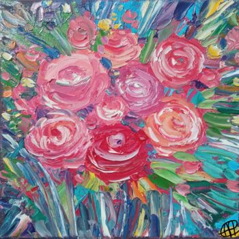 Картина под названием "little roses" - Skorokhoart, Подлинное произведение искусства, Масло