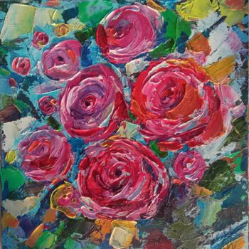 Картина под названием "Roses Floral Boho O…" - Skorokhoart, Подлинное произведение искусства, Масло