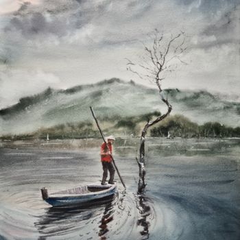 "Near a fishing vill…" başlıklı Tablo Svetlana Yumatova tarafından, Orijinal sanat, Suluboya