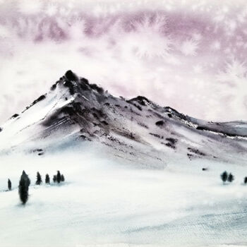 Pittura intitolato "Mountain landscape…" da Svetlana Yumatova, Opera d'arte originale, Acquarello