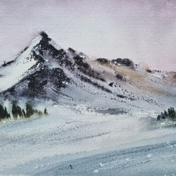 Malerei mit dem Titel "Mountain landscape…" von Svetlana Yumatova, Original-Kunstwerk, Aquarell
