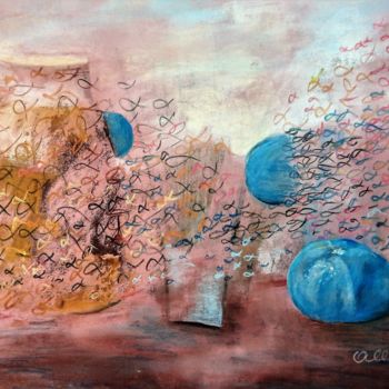 Peinture intitulée "Clémentine bleue et…" par Claudette Allosio, Œuvre d'art originale, Pastel