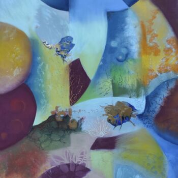 Malerei mit dem Titel "En terre inconnue" von Claudette Allosio, Original-Kunstwerk, Pastell