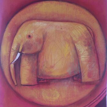 Pintura intitulada "Elefante" por Ally José Moiane, Obras de arte originais, Acrílico