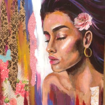 Painting titled "Gitana" by Ally Jade, Original Artwork, Acrylic