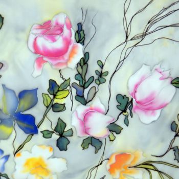Artisanat intitulée "flores sobre fondo…" par Almagro, Œuvre d'art originale