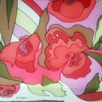 Artisanat intitulée "Del rosa al rojo" par Almagro, Œuvre d'art originale