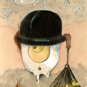 Dibujo titulada "Il pleut, il pleut…" por Almakan, Obra de arte original, Pastel
