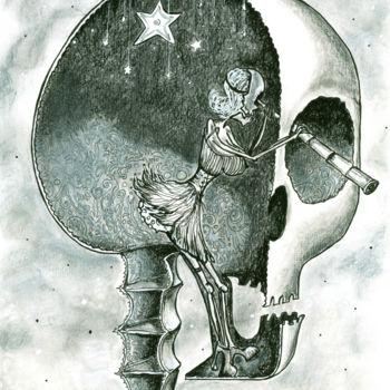 Drawing titled "Fesse de lune regar…" by Almakan, Original Artwork, Graphite