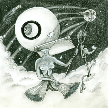 Drawing titled "Orbites" by Almakan, Original Artwork, Graphite