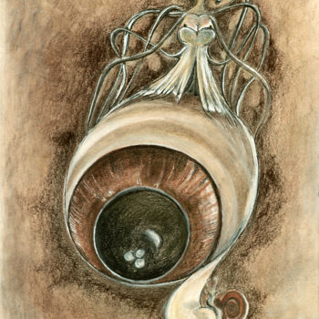 Zeichnungen mit dem Titel "Spider Eye 1" von Almakan, Original-Kunstwerk, Pastell