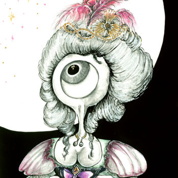 Dibujo titulada "Marie-Antoinette" por Almakan, Obra de arte original, Tinta