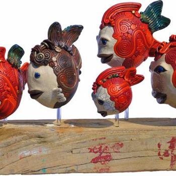 Sculpture intitulée "banc de poissons 1" par Annie Laurence Malleron, Œuvre d'art originale
