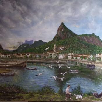 Pintura intitulada "Enseada de Botafogo…" por Almir Tavares, Obras de arte originais, Óleo