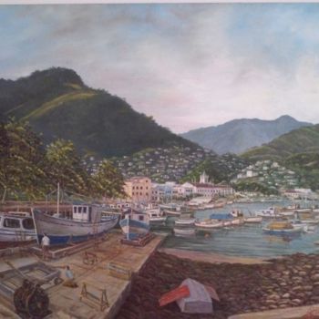 Pintura intitulada "rampa estaleiro em…" por Almir Tavares, Obras de arte originais