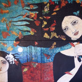 Painting titled "HOJAS DE OTOÑO" by Almudena Arias Parera, Original Artwork