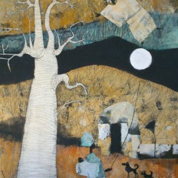 Painting titled "LA SONAMBULA LUNAR" by Almudena Arias Parera, Original Artwork