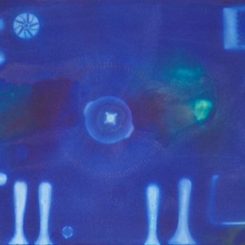 Pittura intitolato "überwiegend blaue K…" da Alois Oberndorfer, Opera d'arte originale, pigmenti