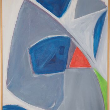 Malerei mit dem Titel "Blau, Grau, Rot, Gr…" von Alois Oberndorfer, Original-Kunstwerk, Acryl Auf Karton montiert