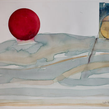 Pittura intitolato "Landschaft (Sonnenu…" da Alois Oberndorfer, Opera d'arte originale, Inchiostro