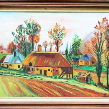 Pintura intitulada "ferme-1890-aj.jpg" por Alochka, Obras de arte originais, Óleo