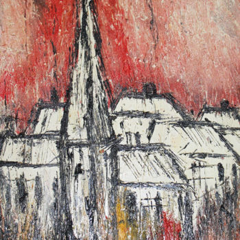「Le village sorti de…」というタイトルの絵画 Alochkaによって, オリジナルのアートワーク, オイル