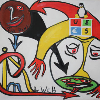 Painting titled "THE WEB ou INTERNET" by Alochka, Original Artwork, Oil