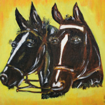 Painting titled "Chevaux -Le couple" by Alochka, Original Artwork, Oil