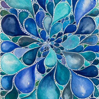"Blue Flower" başlıklı Tablo Alona Bogachenko tarafından, Orijinal sanat, Suluboya