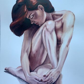 Schilderij getiteld "The Woman" door Alona Bogachenko, Origineel Kunstwerk, Aquarel