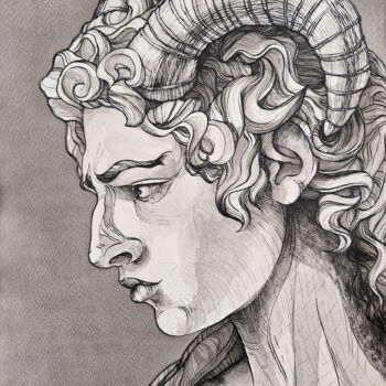 Drawing titled "Bacchus" by Alona Cherniavska, Original Artwork, Ink