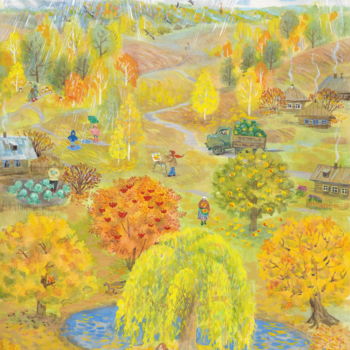 Картина под названием ""Осенька"" - Алёна Данилова, Подлинное произведение искусства, Акварель