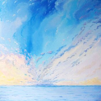 Painting titled "Sea sunset painting…" by Alona Santhorieieva, Original Artwork, Oil