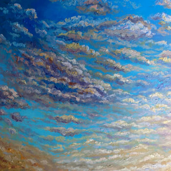 Pittura intitolato "Sunset clouds oil p…" da Alona Santhorieieva, Opera d'arte originale, Olio