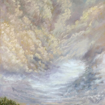 Painting titled "Storm clouds landsc…" by Alona Santhorieieva, Original Artwork, Oil