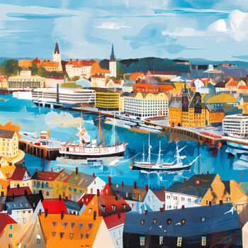 Arte digitale intitolato "Colorful Oslo Citys…" da Alona Vatkina, Opera d'arte originale, Pittura digitale