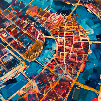 Digital Arts titled "City Lights from Ab…" by Alona Vatkina, Original Artwork, Acrylic