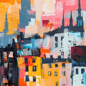 "Vibrant Cityscape S…" başlıklı Dijital Sanat Alona Vatkina tarafından, Orijinal sanat, Akrilik