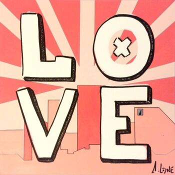 Painting titled "LOVE" by A.Lone, Original Artwork, Acrylic Mounted on Wood Stretcher frame