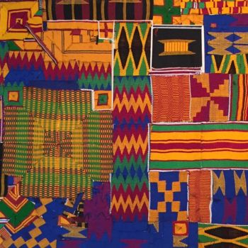 Art textile intitulée "Sankofa, in search…" par Kwame Akpokavi, Œuvre d'art originale, Collages Monté sur Châssis en bois