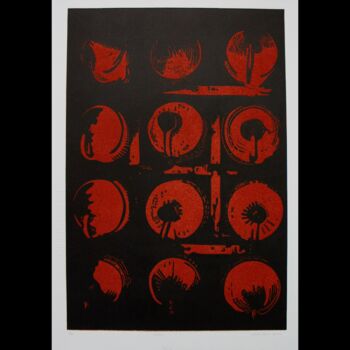 Incisioni, stampe intitolato "'DISCOS'" da Alota Ribeiro, Opera d'arte originale, Incisioni su linoleum