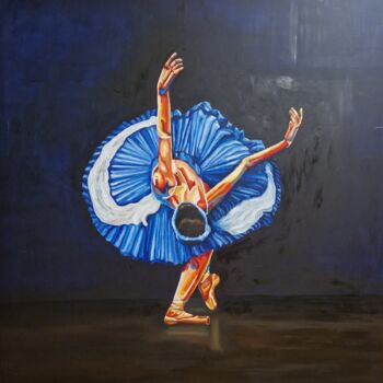Painting titled "Bailarina azul" by Alota Ribeiro, Original Artwork, Oil