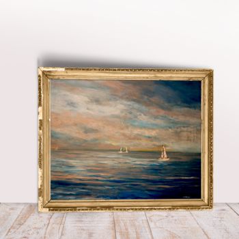Painting titled "La mer" by Hélène Aloyan, Original Artwork, Acrylic
