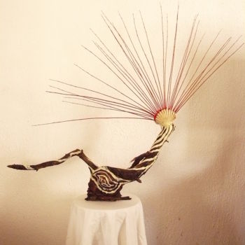Sculpture titled "Oiseau Lyre" by Gianfranco Bacci, Original Artwork, Wood